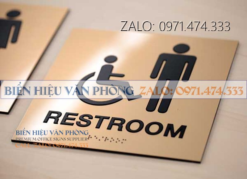 Biển nhà vệ sinh kim loại, Bảng restroom mặt đồng