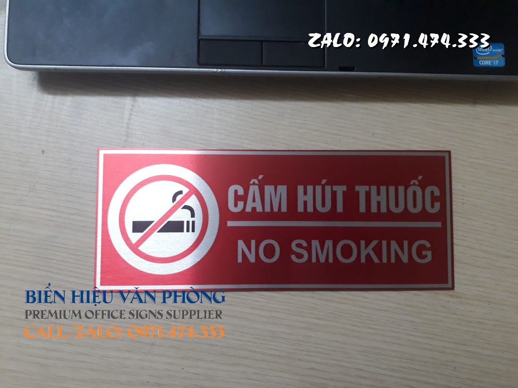 Biển cấm hút thuốc - Biển No Smoking hình chữ nhật