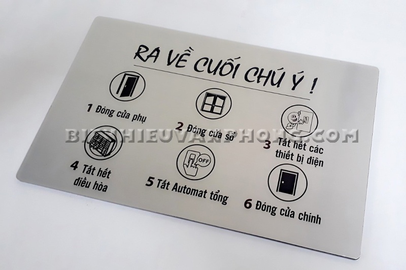 Biển chú ý khi ra về, biển chú ý tắt thiết bị, bảng lưu ý trước khi về