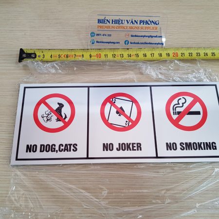 biển cấm chó mèo, cấm đánh bài, cấm hút thuốc