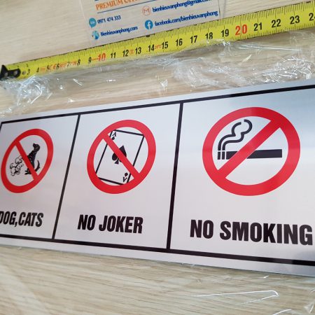 biển cấm chó mèo, cấm đánh bài, cấm hút thuốc