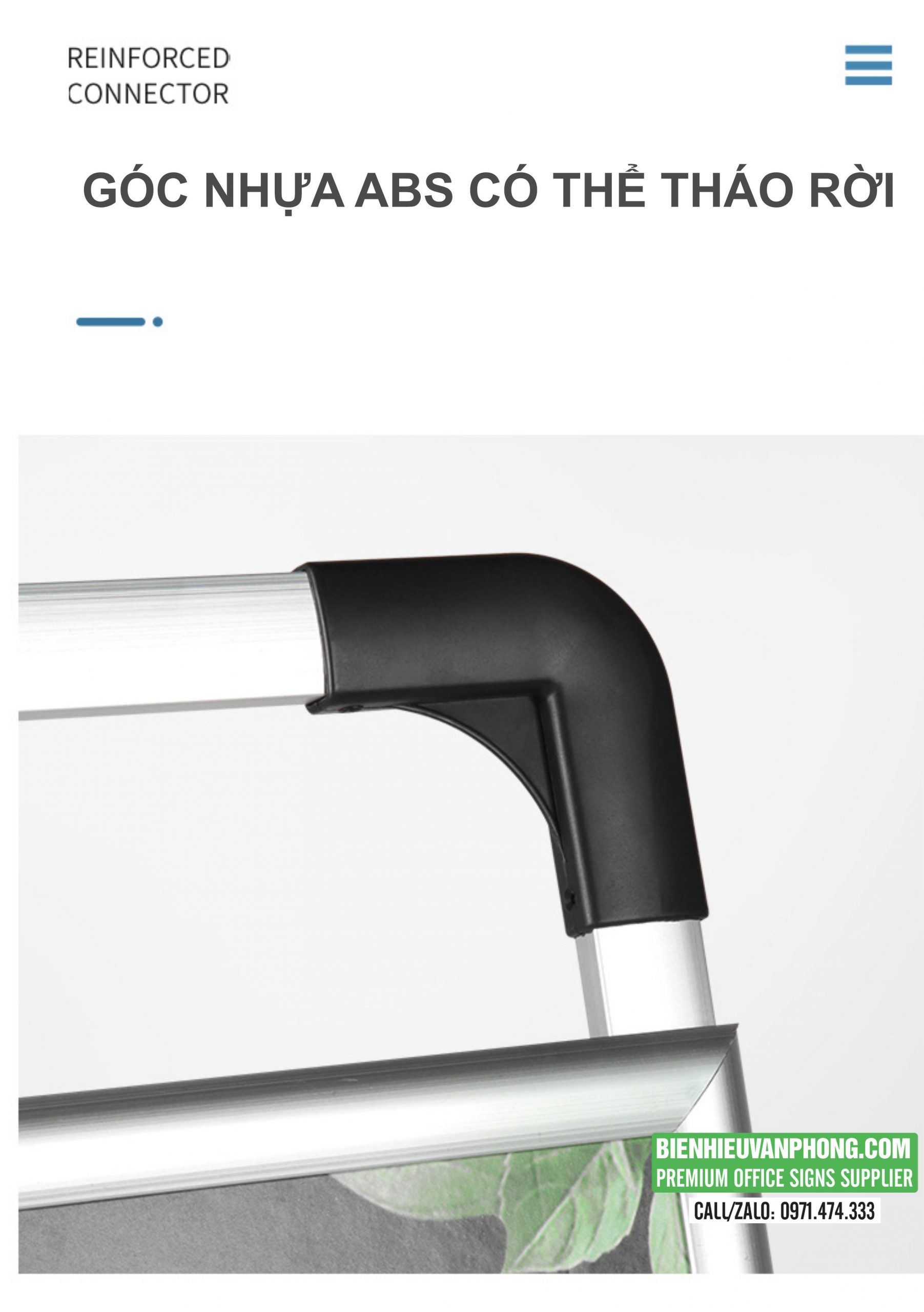 Kệ nhôm chữ A thay đổi nội dung dễ dàng với nắp bật.