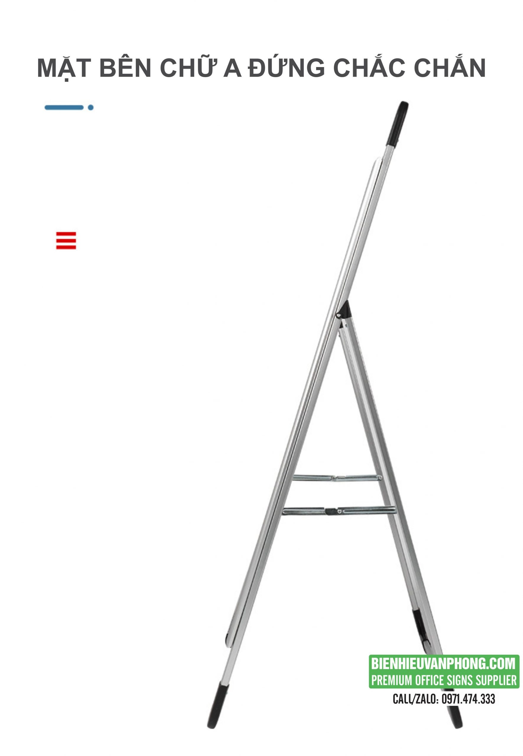 Kệ nhôm chữ A thay đổi nội dung dễ dàng với nắp bật.
