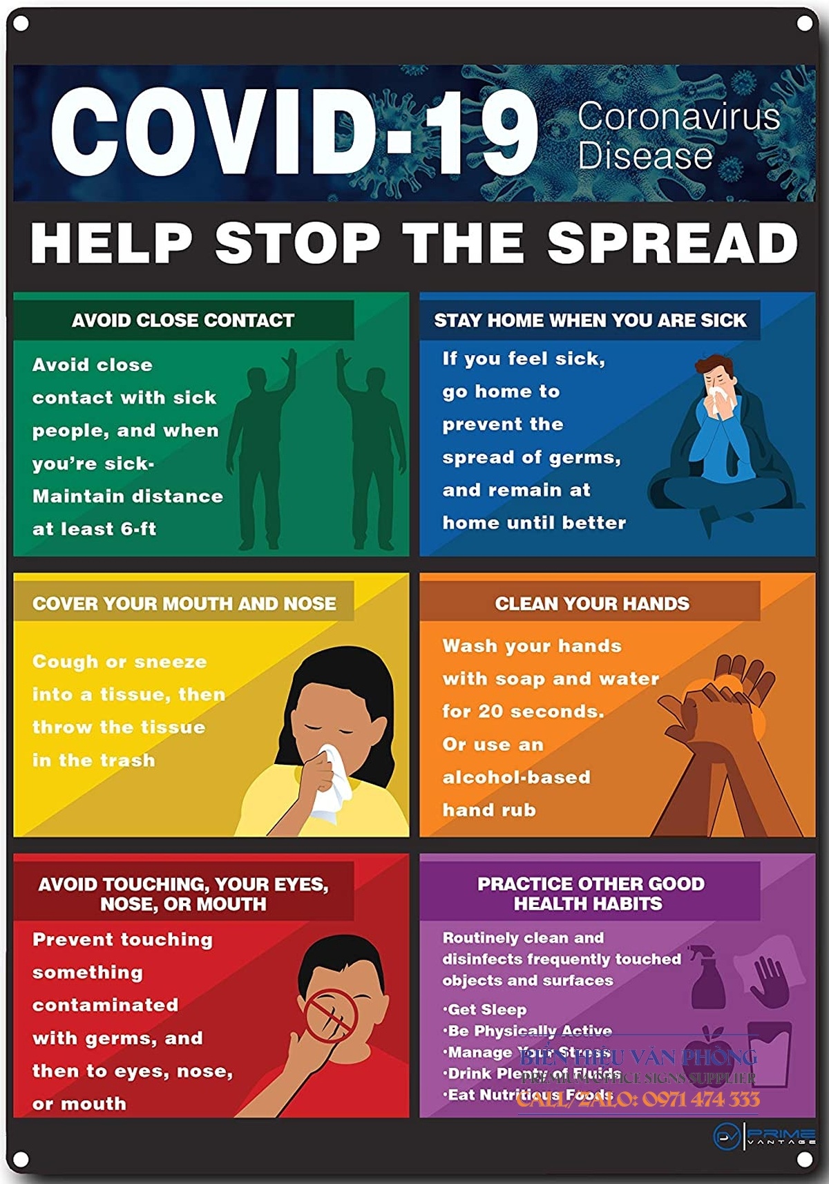 Bảng hướng dẫn COVID 19, Giúp ngăn chặn sự lây lan, Bảng chú ý phòng ngừa covid