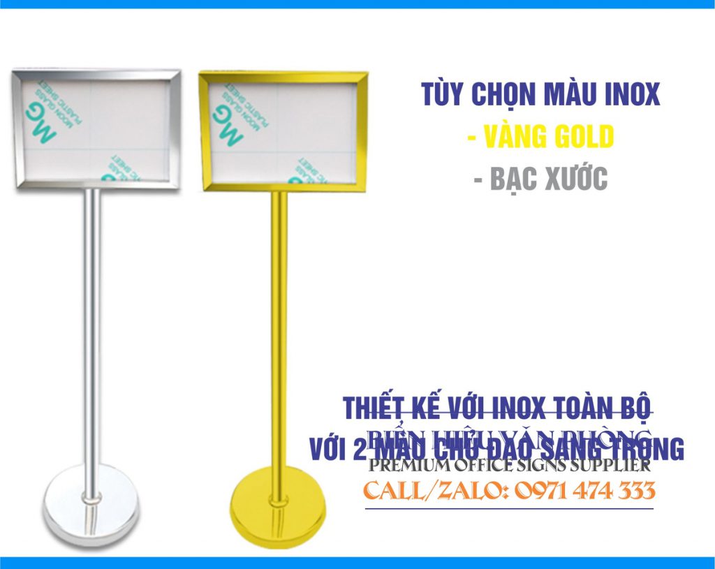 Chân đứng inox, Bảng thông báo chân đứng