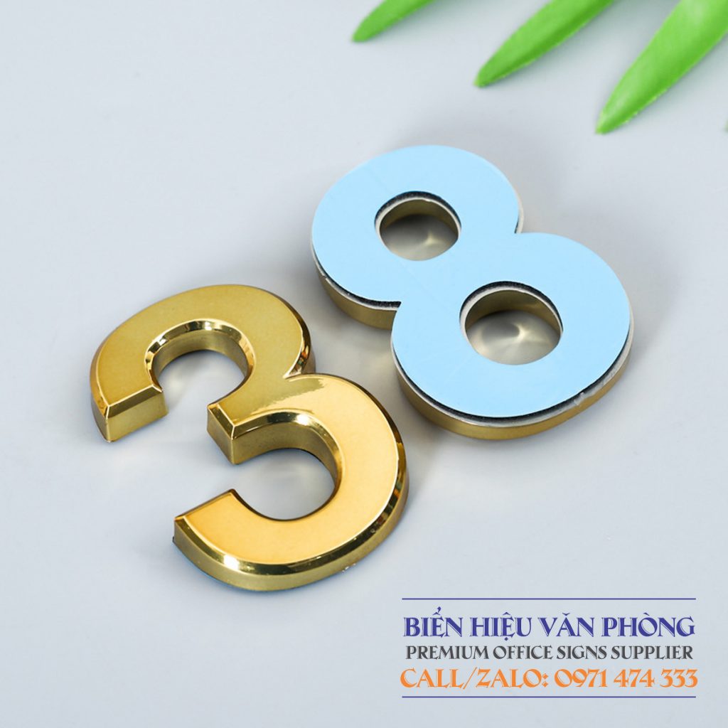 Chữ Số mạ Crome dùng cho biển khách sạn, bảng số phòng, bảng nhà nghỉ, bảng số tầng, bảng thang máy