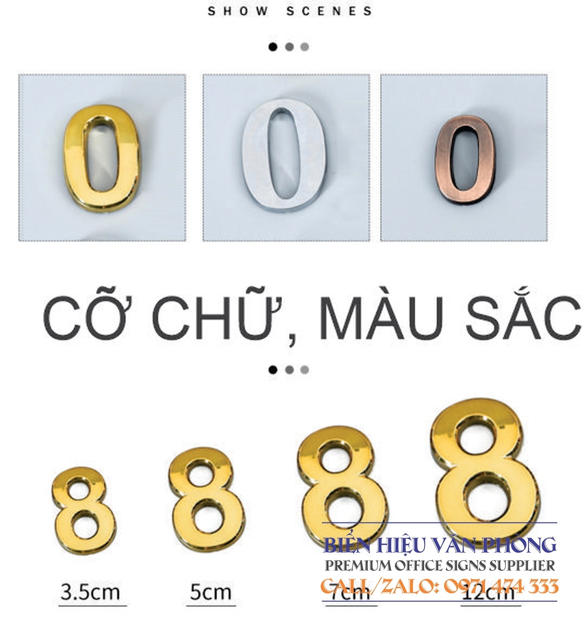 Chữ Số mạ Crome dùng cho biển khách sạn, bảng số phòng, bảng nhà nghỉ, bảng số tầng, bảng thang máy