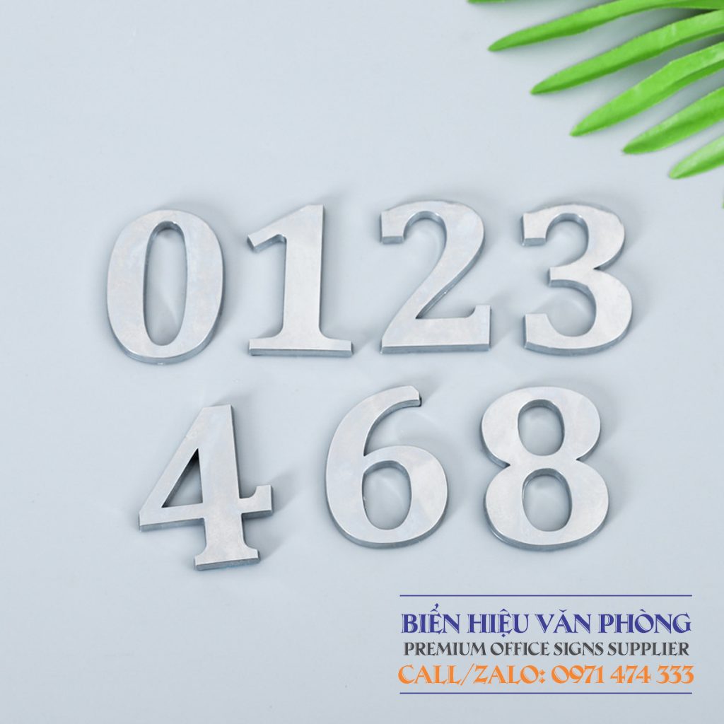 Chữ Số mạ Crome dùng cho biển khách sạn, bảng số phòng, bảng nhà nghỉ, bảng số tầng, bảng thang máy