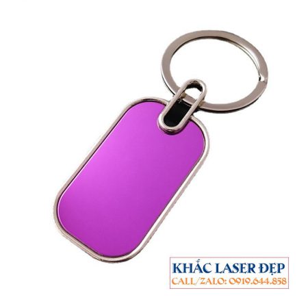 Móc chìa khóa sticker 2 mặt hình chữ nhật, móc chìa khóa màu xanh dây thép không gỉ màu hồng, biển số khách khắc chữ